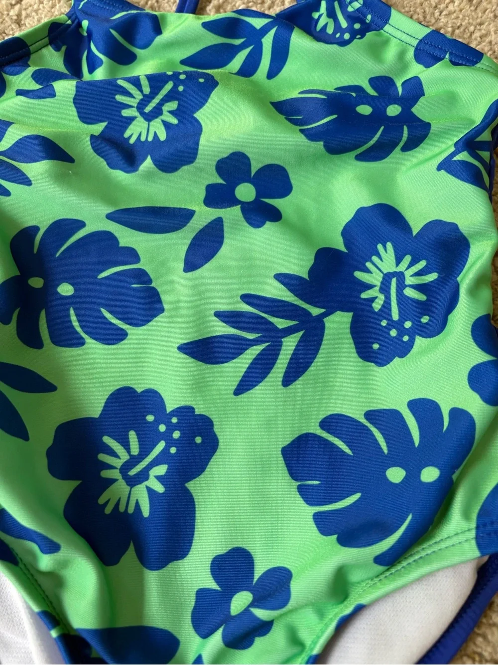 Cat And Jack Toddler Girls One Piece Swimsuit 4T Blue And Green Tropical